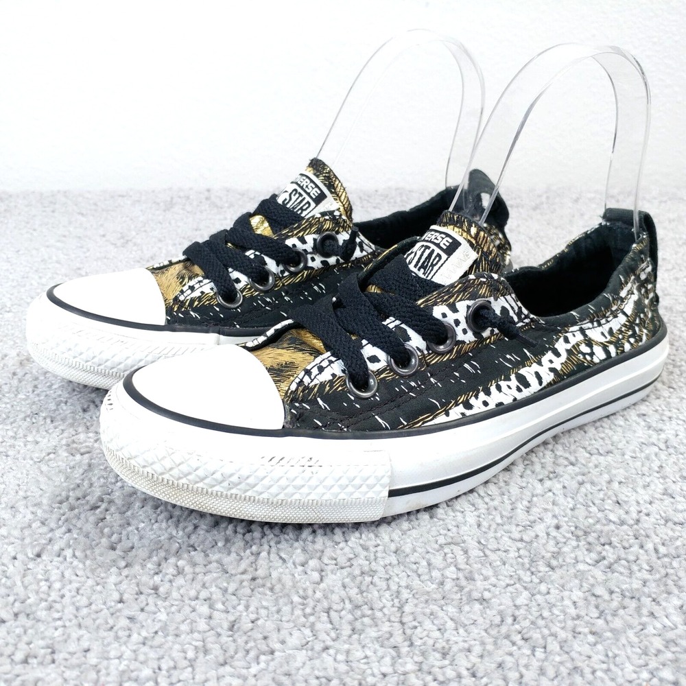Converse Chuck Taylor Shoreline Womens 5 Black Gold Metallic Animal 544878F